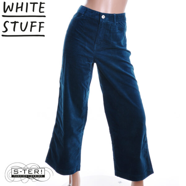 W18.39 WHITE STUFF TIA VELVET WIDE LEG CROP DK TEAL 444723 - Afbeelding 5