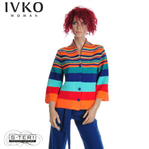 Z8.5 IVKO  CARDIGAN WITH BACK PLEAT STRIPE PATTERN 261613/037 MULTICOLOUR