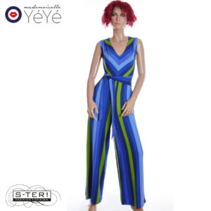 Z13.2 Mademoiselle Yéyé PARIS O'CLOCK JUMPSUIT 61131 STRIPES BLUE