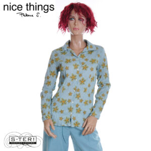 Z38.4 NICE THINGS STAR FLOWERS PRINT BASIC SHIRT #99 WWW017 SKY BLUE