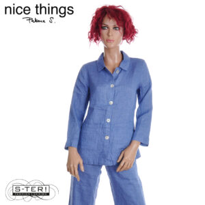 Z38.13 NICE THINGS 100% LINEN FILAFIL JACKET WWW022 SHINY BLUE