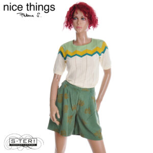 Z38.10 NICE THINGS DOTS & FLOWERS PRINT BERMUDA WWW055 KHAKI