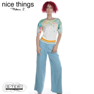 Z38.9 NICE THINGS overdyed tencel pleatfront trousers WWW081 LIGHT TURQOISE