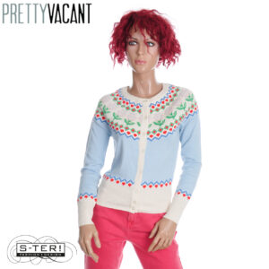 Z39.11  PRETTY VACANT FLORAL FAIRISLE CARDIGAN BABY BLUE