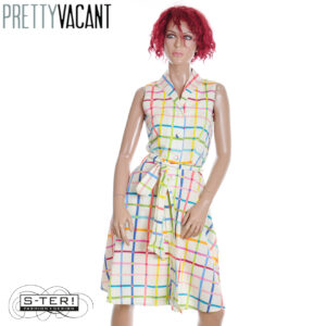 Z39.2  PRETTY VACANT KIMBERLY DRESS GEO POP CHECK