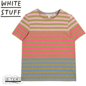 Z18.1 WHITE STUFF ABBIE STRIPE TEE 445363 GREEN MLT