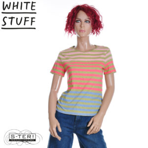 Z18.1 WHITE STUFF ABBIE STRIPE TEE 445363 GREEN MLT