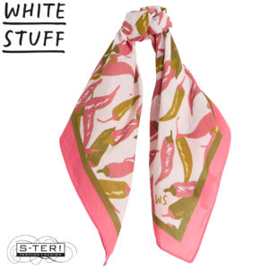 Z18.56 WHITE STUFF ELLY SQUARE PRINTED SCARF 445947 IVORY MLT