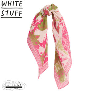 Z18.40 WHITE STUFF EMILY SQUARE PRINTED SCARF 445605 PINK PR