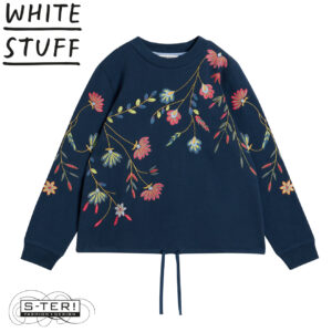 Z18.5 WHITE STUFF FLORAL EMBROIDERED SWEAT 445543 NAVY MLT