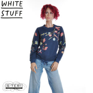 Z18.5 WHITE STUFF FLORAL EMBROIDERED SWEAT 445543 NAVY MLT