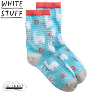 Z18.45 WHITE STUFF FLUFFY LAMA ANKLE SOCK 445173 BLUE MLT