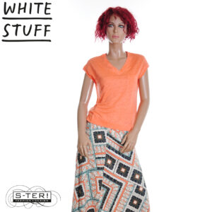 Z18.6 WHITE STUFF IRIS LINEN TEE 445354 MID CORAL