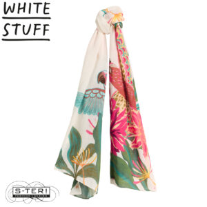 Z18.57 WHITE STUFF LILLY PRINTED SCARF 445946 IVORY PR