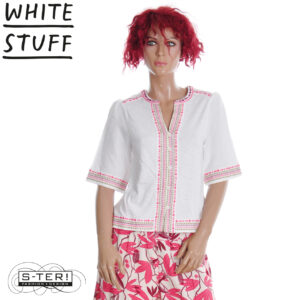 Z18.29 WHITE STUFF LIZZIE EMBROIDERED TOP 445841 IVORY MLT