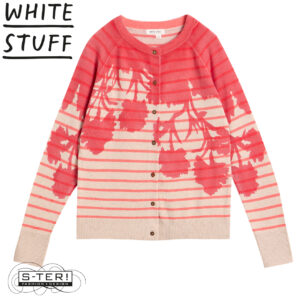 Z18.8 WHITE STUFF LULU STRIPE PRINT CARDI 445401 PINK PR