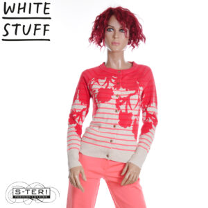 Z18.8 WHITE STUFF LULU STRIPE PRINT CARDI 445401 PINK PR