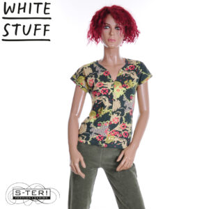 Z18.9 WHITE STUFF NELLY NOTCH NECK TEE 445349 GREEN PR