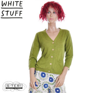 Z18.36 WHITE STUFF NOVA LINEN BLEND CARDI 445905 MID GREEN