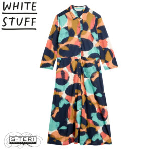 Z18.11 WHITE STUFF RUA JERSEY SHIRT DRESS 445189 NAVY MLT