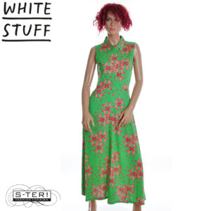 Z18.32 WHITE STUFF RUA MAXI JERSEY SHIRT DRESS 446115 GREEN PR