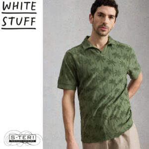 Z18.64 WHITE STUFF TOTTEN PALM TROPHY NECK POLO 445982 KHAKI GR