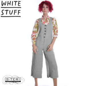 Z18.14 WHITE STUFF VIOLA LINEN DUNGAREE 445244 MID GREEN