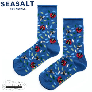 Z7.27 Seasalt Cornwall WOMENS   ARTY SOCKS leaf lines dark voyage