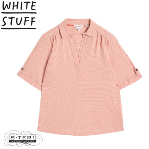 Z18.33 WHITE STUFF ALLY SS STRIPE SHIRT 445890 ORANGE MLT