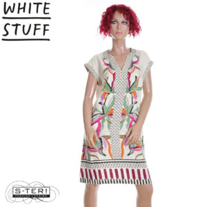 Z18.34 WHITE STUFF JILLY LINEN DRESS 446131 NAT PR