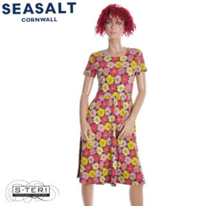 Z7.37 Seasalt Cornwall S/S APRIL DRESS PAINTED ASTERS MARITIME
