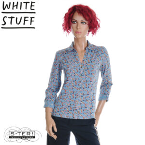 W18.51 WHITE STUFF 447101 ANNIE JERSEY SHIRT BLUE MLT