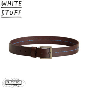W18.97 WHITE STUFF 446962 CHUNKY STITCH LEATHER BELT DK BROWN