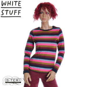 W18.59 WHITE STUFF 447079 CLARA STRIPE LS TEE PINK MLT