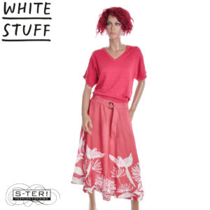 Z18.27 WHITE STUFF DARCIE MIDI SKIRT 446151 PINK PR