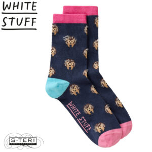W18.104 WHITE STUFF 446846 FLUFFY HEDGEHOG ANKLE SOCK NAVY MLT