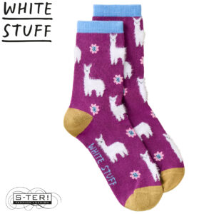 W18.85 WHITE STUFF 446846 FLUFFY LAMA ANKLE SOCK MID PURPLE