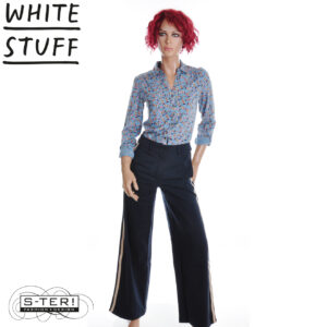 W18.60 WHITE STUFF 446878 KENNA SIDE STRIPE TROUSER DARK NAVY