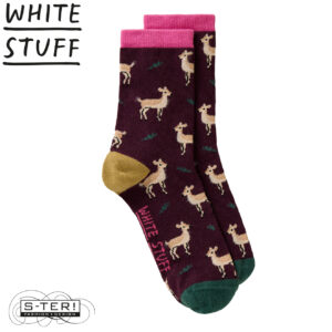 W18.86 WHITE STUFF 446850 OH DEER ANKLE SOCK DK PLUM