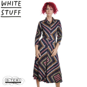 W18.56 WHITE STUFF 447021 RUA JERSEY DRESS NAVY MULTI
