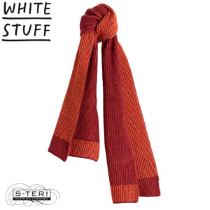 W18.102 WHITE STUFF 447372 TWO TONE RIBBED SCARF ORANGE MLT
