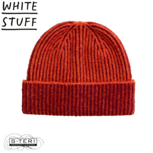 W18.100 WHITE STUFF 447377 TWO TONE RIBBED BEANIE ORANGE MLT