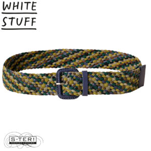 W18.95 WHITE STUFF 446959 LEATHER WIDE WEAVE BELT BLUE MLT
