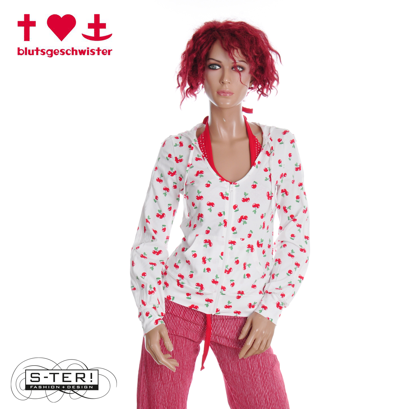 Z3.32 BLUTSGESCHWISTER YOU’RE MY SOUL ZIPJACKET 001261-701 CHERRY PRINT MEMORIE