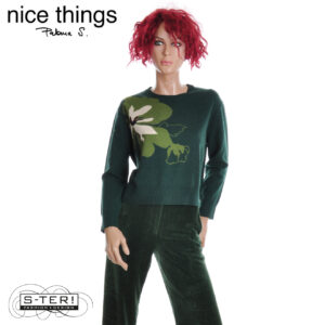 W38.33 NICE THINGS INTARSIA FLORAL SWEATER WKX047 GRANITE DARK GREEN