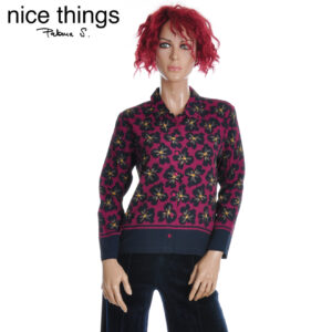 W38.32 NICE THINGS BOLD FLOWERS PANNEAU PRINT SHIRT  WWX135 AUBERGINE INTENSE