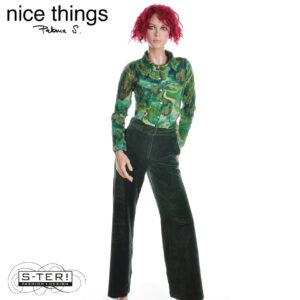 W38.41 NICE THINGS ELASTIC CORDUROY POCKET PANTS WJX017 WILLOW GREEN