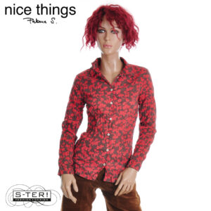 W38.36 NICE THINGS ROSE BRANCHES BASIC SHIRT 99 WWX015 CORAL