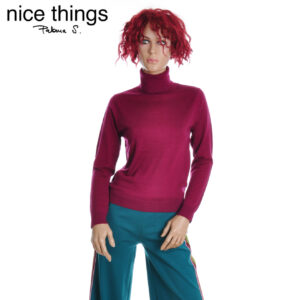 W38.43 NICE THINGS TURTLE NECK BASIC SWEATER WKX051 AUBERGINE INTENSE