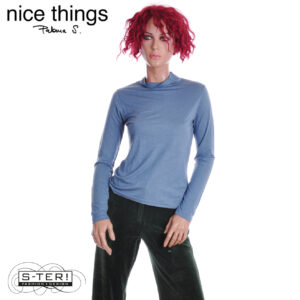 W38.39 NICE THINGS TURTLE NECK WOOL T-SHIRT WJX011 MEDIUM LIGHT BLUE